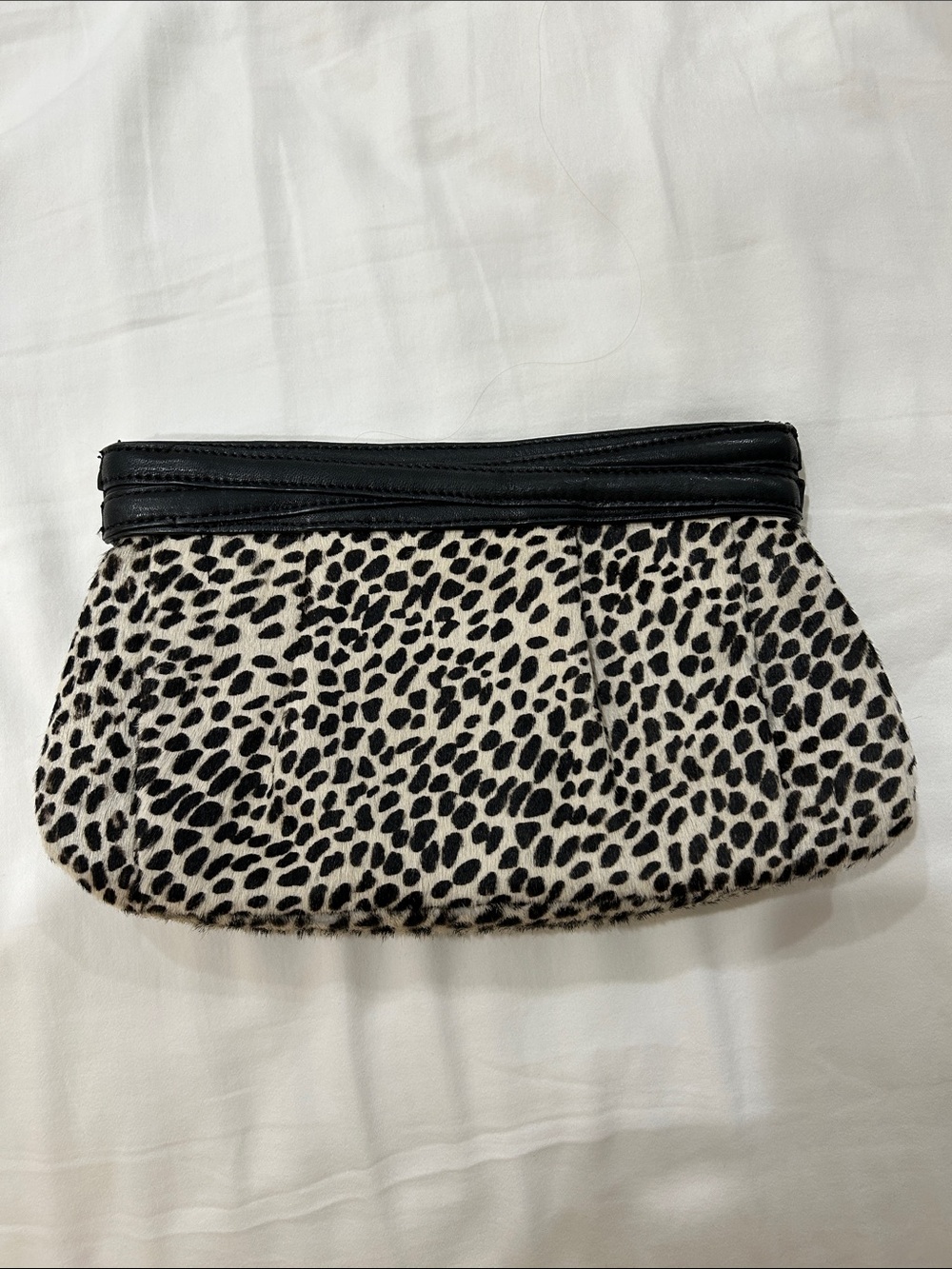 Ann Taylor Leopard Print Clutch with Black Trim